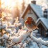 Winterzon op besneeuwde takken