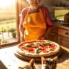 Pizza bakken in Italiaanse zon