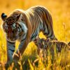 Tijger in de ochtendzon