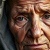Caravaggio's oude vrouw, zacht licht
