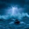 Nachtelijke storm op zee