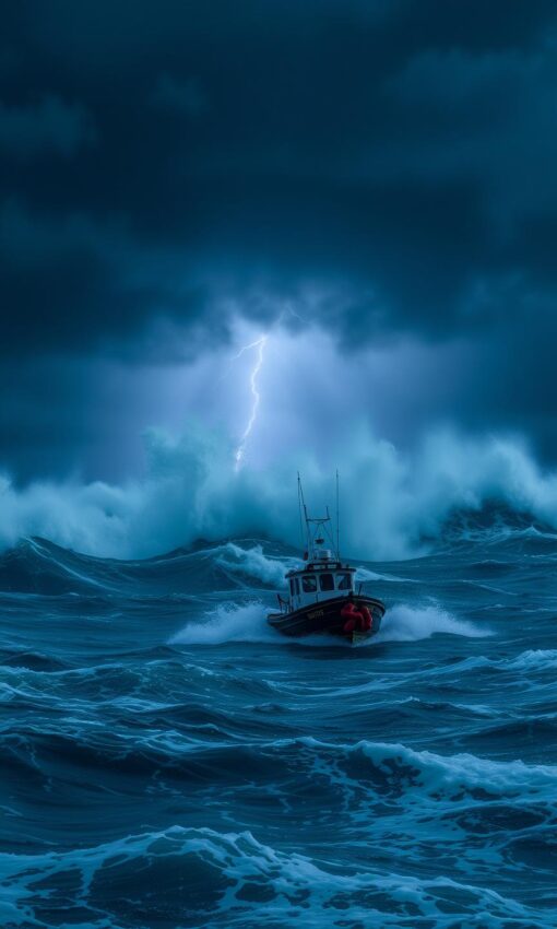 Nachtelijke storm op zee