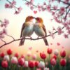 Liefdesvogels op een tak
