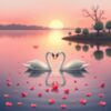 Zwaan met hart op water