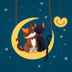 Verliefde katten onder sterrenhemel