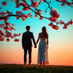 Hand in Hand onder Bloesems