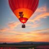 Liefdevolle luchtballon bij zonsondergang