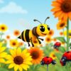 Wesp in de zonnebloementuin