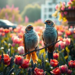 Verliefde Vogels in Bloementuin
