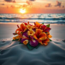 Tropische Bloemenhart op Strand