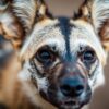 Zonnestralen op wilde hond pup