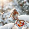 Winterkoninkje in de sneeuw