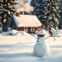 Besneeuwde boomtoppen, vredige rust