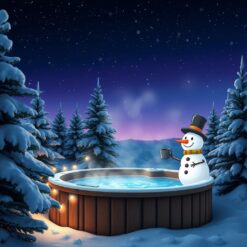 Warm bad, winterse sterrenhemel