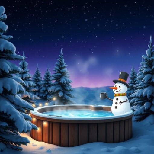 Warm bad, winterse sterrenhemel