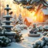 Meditatie in winterse tuin