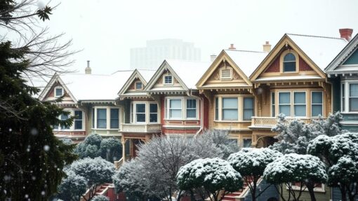 San Francisco's besneeuwde Painted Ladies