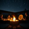 Vrienden genieten van kampvuur nacht