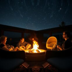 Vrienden genieten van kampvuur nacht