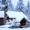 Winterhut in besneeuwd bos