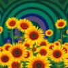 Zonnebloemen in optische bloei