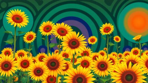 Zonnebloemen in optische bloei