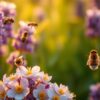 Vrolijke bijen op lavendel