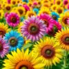 Warhol Zonnebloemen in Neonveld