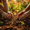 Vrouwenhanden planten toekomst