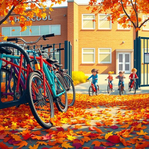 Fietsenrek voor de schoolpoort