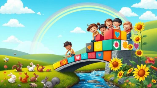 Kinderen bouwen een brug