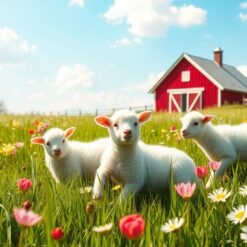 Lammetjes in de lenteweide