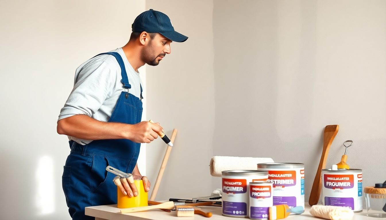 Materialen en gereedschappen voor het schilderen van lekkagevlekken