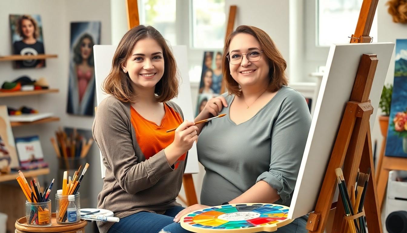 Benodigdheden voor dikke dames schilderen acrylic penselen en doek