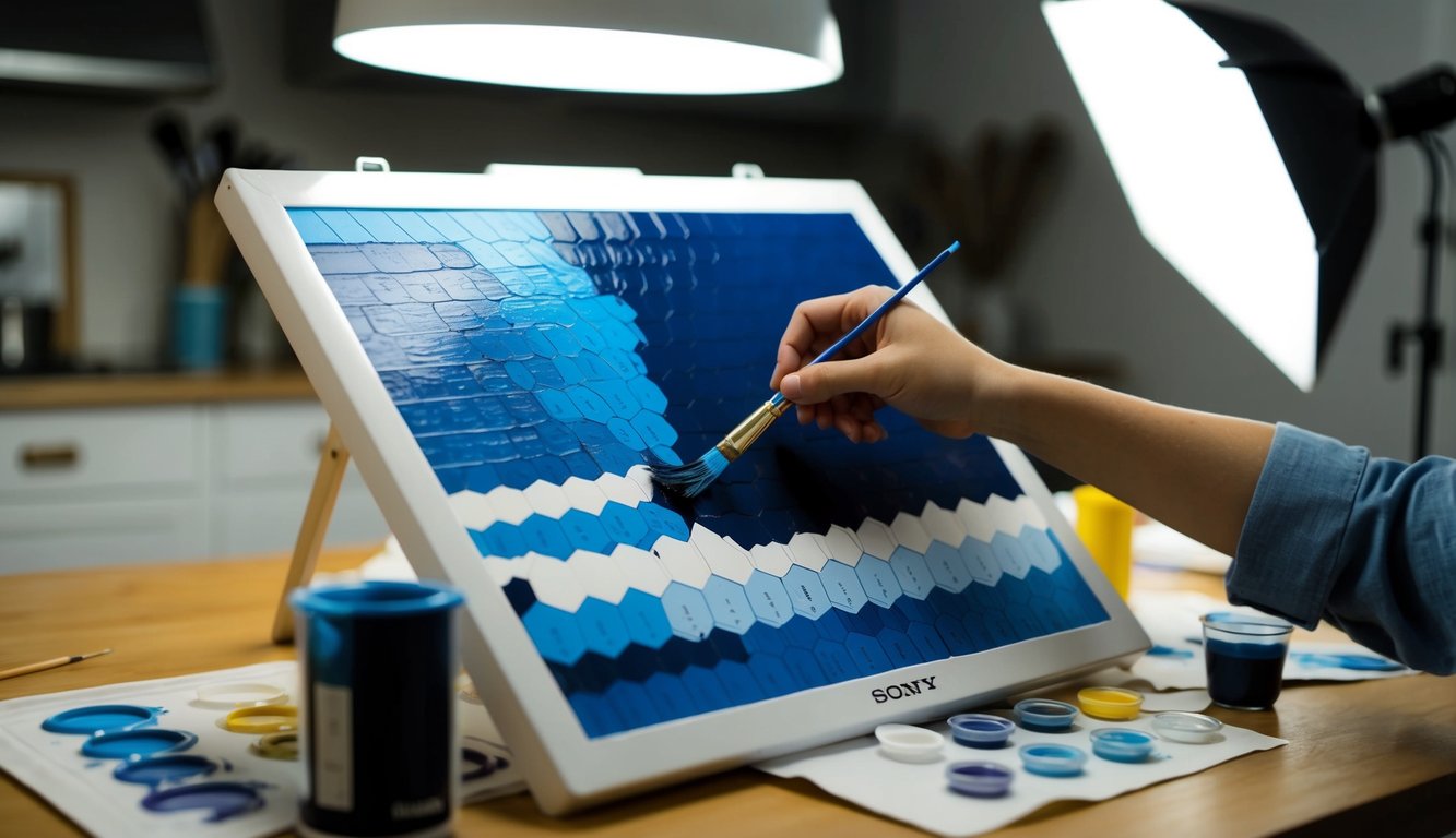 Een verf-naar-nummer kit waarbij de donkerste kleuren als eerste worden aangebracht