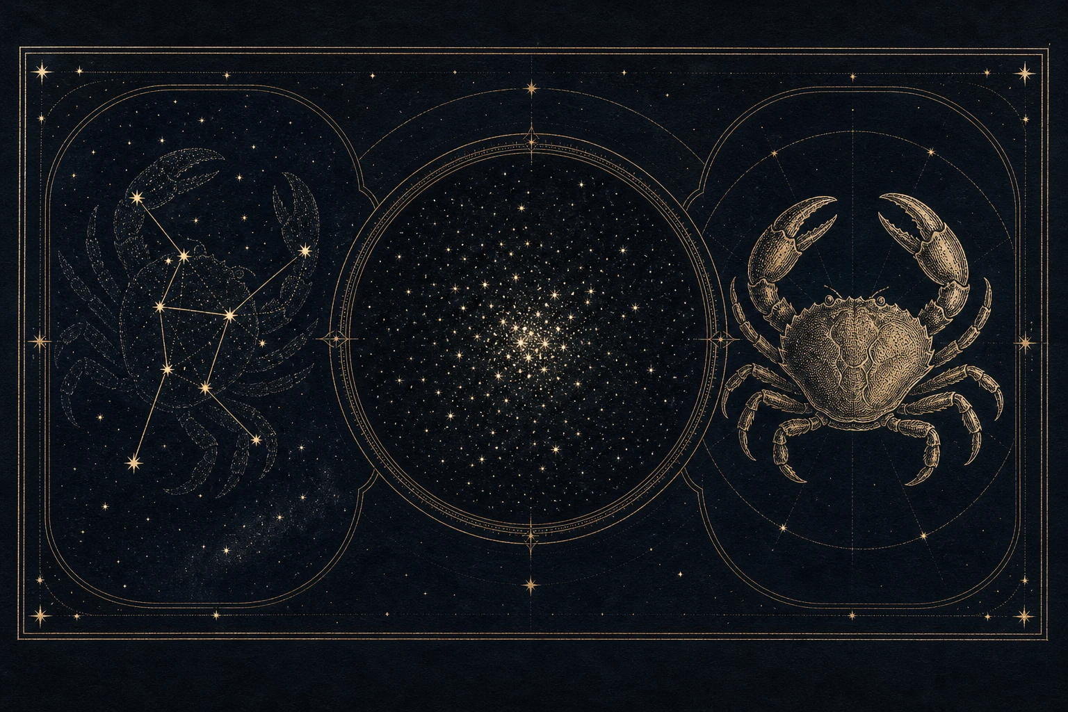 Astronomisch sterrenbeeld Kreeft naast het traditionele dierenriemsymbool