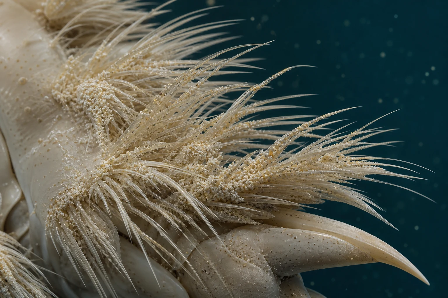 Wetenschappelijke reconstructie van een yetikrab bij een hydrothermale bron