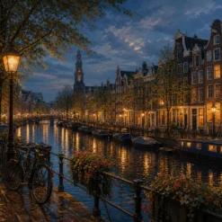 Schilderen op nummer Avondstad aan de gracht