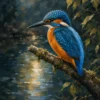 Schilderen op nummer ijsvogel aan het water