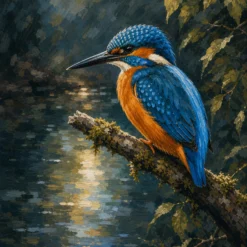 Schilderen op nummer ijsvogel aan het water
