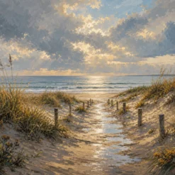 Schilderen op nummer strandpad naar de zee