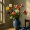 Schilderen op nummer Tulp in Vermeer-licht