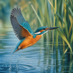 Hoofdafbeelding: Schilderen op nummer ijsvogel boven patina-blauw water