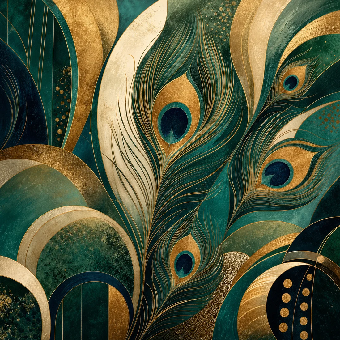 Hoofdafbeelding: Schilderen op nummer NeoDeco abstract met pauwveren