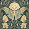 Schilderen op nummer art nouveau nachtvlinder met maan en bloemen