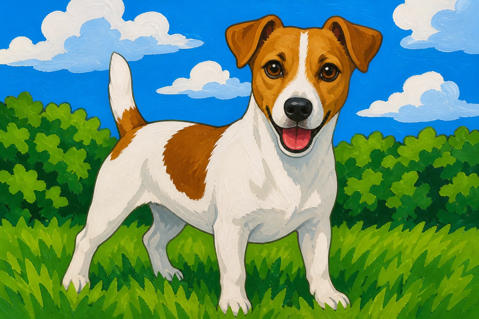Schilderen op nummer jack russell, een pittige jack russell met witte vacht en bruine vlekken