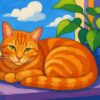 Schilderen op nummer oranje cyperse kat op een vensterbank