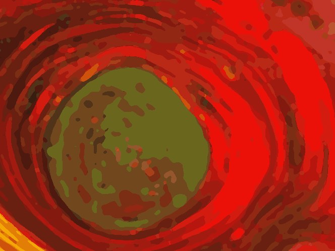 Detail van het doek, ingevuld in 24 verfkleuren