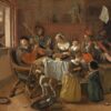 Het vrolijke huisgezin van Jan Steen: een familie aan tafel die zingt, drinkt en muziek maakt, terwijl de kinderen meedoen