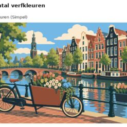 Benadering van het ontwerp bakfiets met bloemen aan de gracht met 24 en 36 verfkleuren